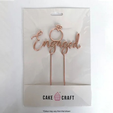 Cake Craft Metal Cake Topper Engaged Rose Gold