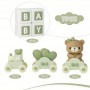 Cake Topper Baby Blocks & Train Green 7p