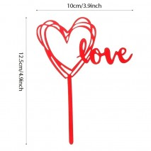 Cake Topper Red "Love" in Heart 1pc