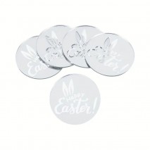 Acr Top Rnd Silver Happy Easter 1pc