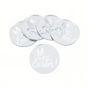 Acrylic Topper Round Silver Happy Easter 1pc