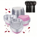 Disposable Heart Foil Tin with Lid fork Pink 1pc