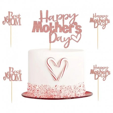 Cake Top RGld Glitter Happy Mothers 13pc