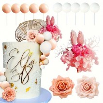 Cake Top Floral Ball Boho 13pc Apricot