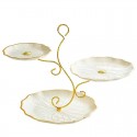 3 Tier Cupcake Stand Offset Cream & Gold