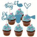 Cupcake Topper Baby Shower Boy Baby Blue 12pc