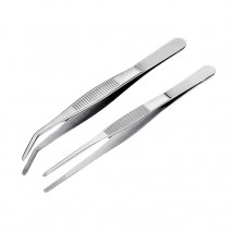 Set of 2 Tweezers Straight and Bent 20cm