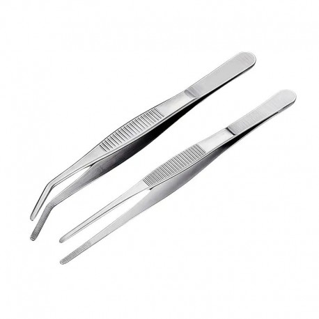 Set of 2 Tweezers Straight and Bent 20cm