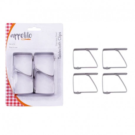 Appetito Tablecloth Clips - Stainless Steel - Set of 4