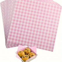 Wax Paper 7 " Square Gingham Pink 100p