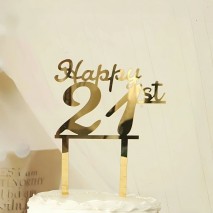 Cake Topper 'Happy 21st' Gold