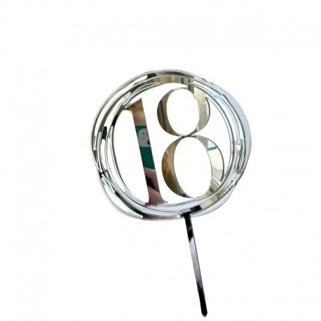 Cake Topper Acrylic 18 in Circle Silver