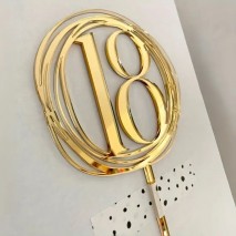 Cake Topper Acrylic 18 in Circle Gold