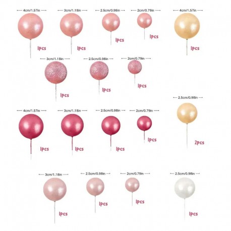 Cake Topper Balls Pearl Pink Tones 18pc
