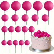 Cake Topper Balls Deep Pink 20pc