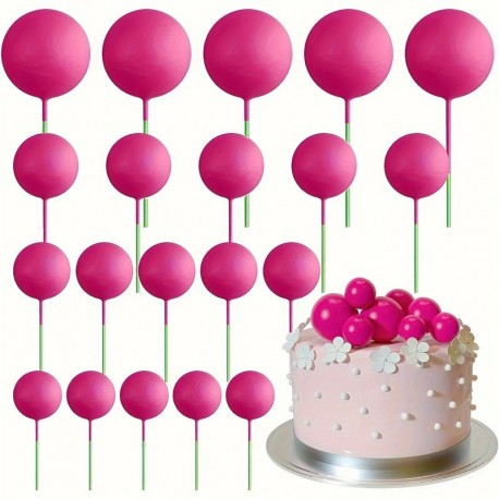 Cake Topper Balls Deep Pink 20pc