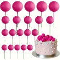 Cake Topper Balls Deep Pink 20pc