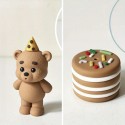 Cake Topper Bear and Cake 2pcs
