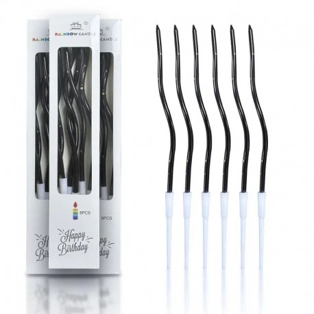 Candles Twisty Spiral Black 6pc