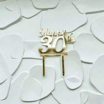 Cake Topper Acrylic Gold Happy 30th