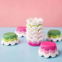 Wavy Edge Cupcake Liner Pink Grn 200p