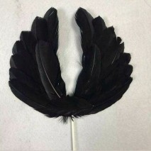 Cake Topper Feather Wings Black 1pc
