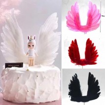 Cake Topper Feather Wings Red 1pc
