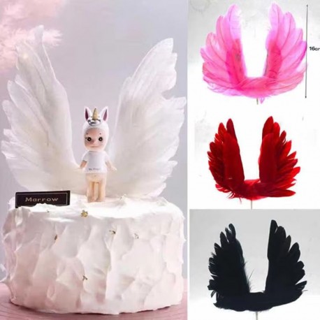 Cake Topper Feather Wings Red 1pc