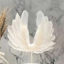 Cake Topper Feather Wings White 1pc