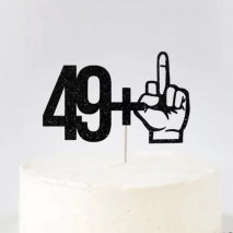 Cake Topper Birthday 49 + finger Black