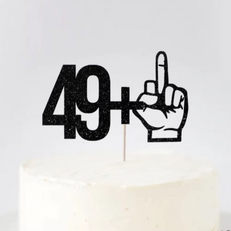 Cake Topper Birthday 49 + finger Black