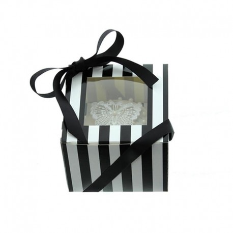 BG Black & White Stripe Single Cupcake B