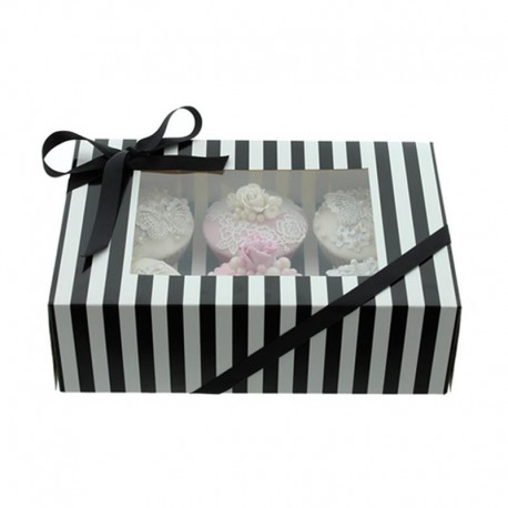 BG Black & White Stripe 6 Cupcake