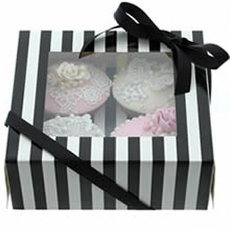 BG Black & White Stripe 4 Cupcake