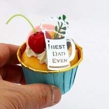 Cake Topper Best Dad Stein Silver 1pc
