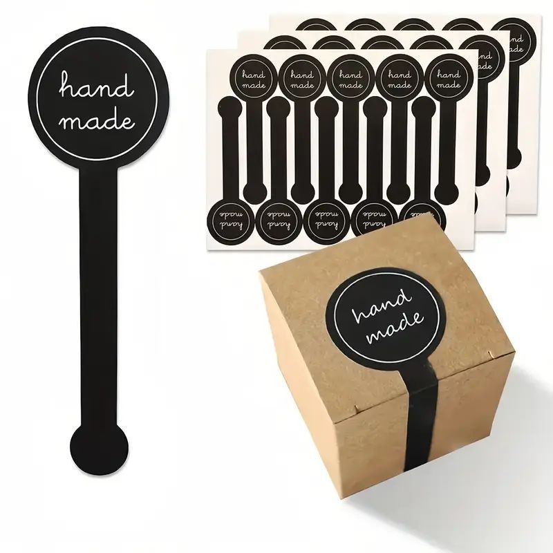Hand Made Black & White Stickers 100pk