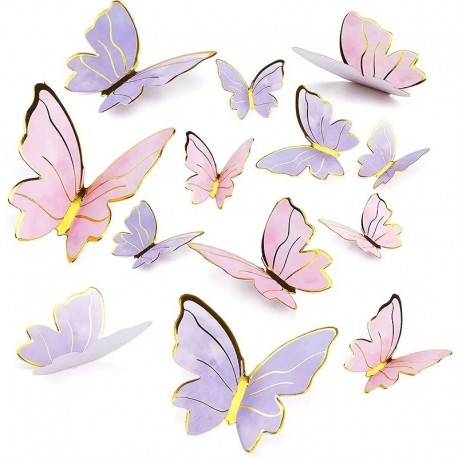 Cake Topper Butterflies Pink and Purple 60pcs Unbranded - 1