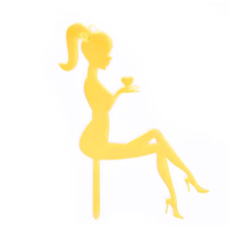Cake Topper Gold Acrylic Woman Sitting