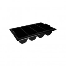 Chef Inox Cutlery Box - Black 4 Compartment 330x550x100mm