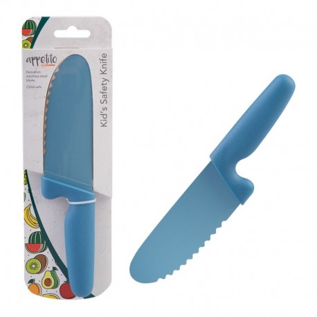 Appetito Kid's Safety Serrated Blade Knife - Blue