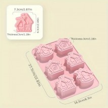 Silicone Mini Cake Mould Gingerbread Houses 6 cavity assorted