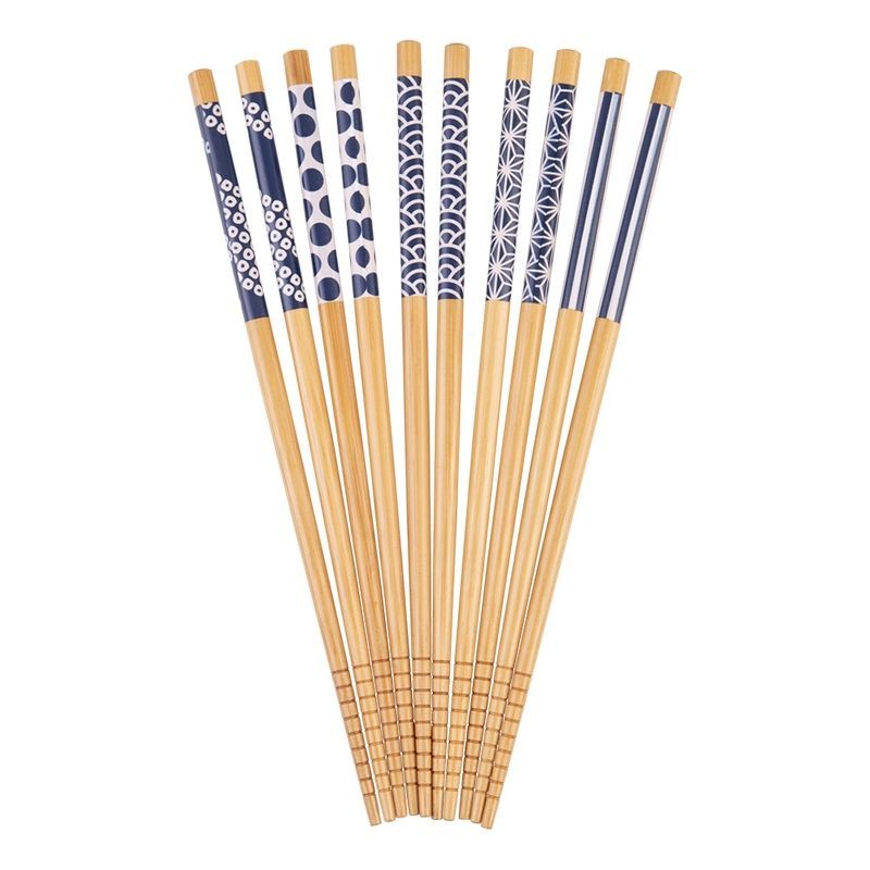 D.Line Bamboo Chopsticks - Blue & White Decal set of 5