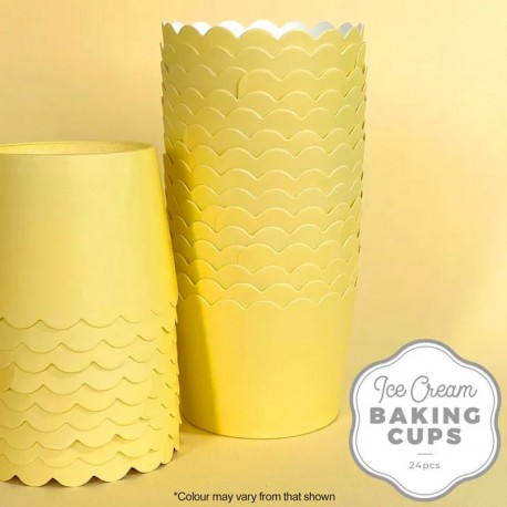 Cake Craft Ice Cream Baking Cups - Pastel Yellow - 24 pack