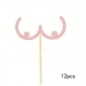 Cupcake Toppers - Glitter Breasts - Baby Pink - 12 piece