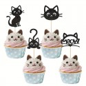 Cupcake Toppers - Glitter Black Cat - 24 pieces