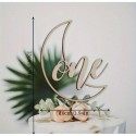 Cake Topper - Crescent Moon 'One' - Wood