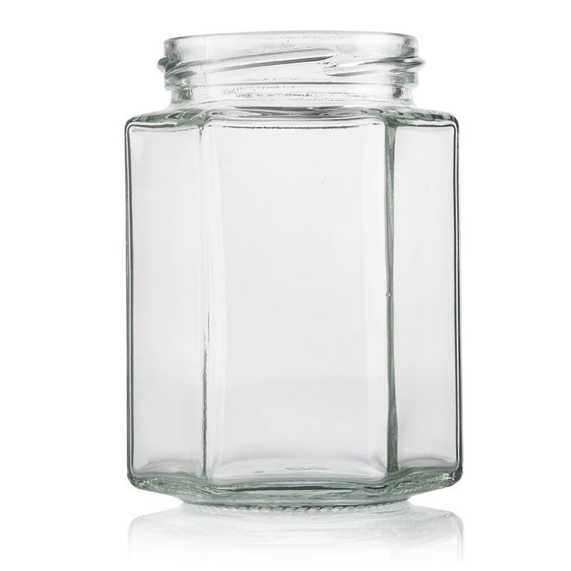 Plasdene Glass Hex Food Jar with Twist Finish - 300ml