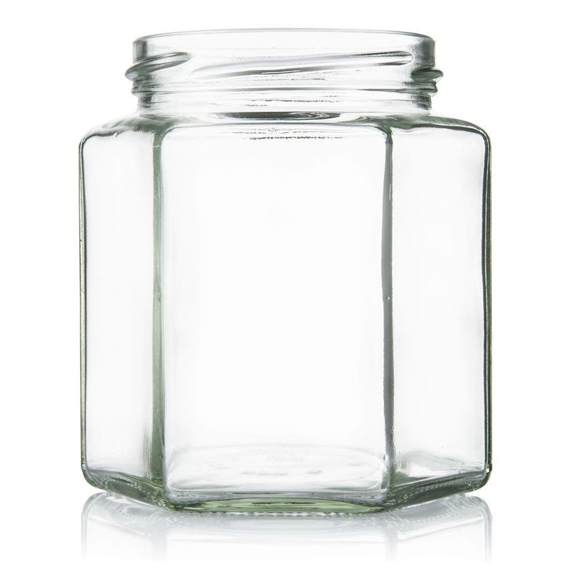 Plasdene Glass Hex Food Jar with Twist Finish - 390ml