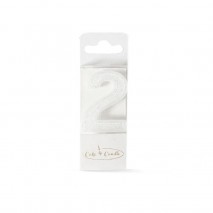 Mini Glitter Candle WHITE - Number 2