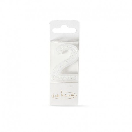 Mini Glitter Candle WHITE - Number 2